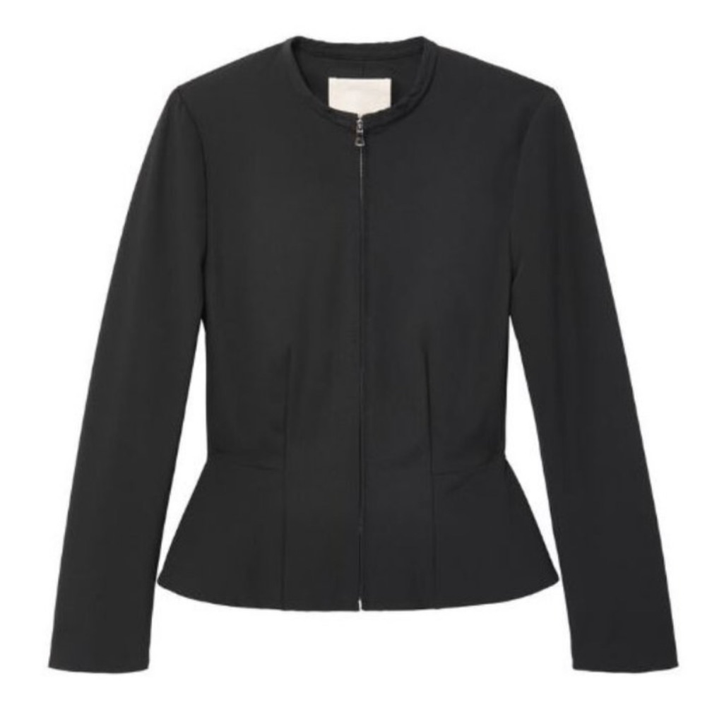 Rebecca Taylor Ava Long Sleeve Zip Front Peplum Jacket In Black